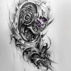 biomechanical-lifestyle-tattoo – tattoo design ideas free ai generated – surrealism-spectral-hues – for-toe – Gallery: biomechanics-inkby-ai