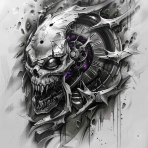 biomechanical-power – tattoo design ideas free ai generated – neotraditional-classic-shading – for-nape – Gallery: biomechanics-inkby-ai