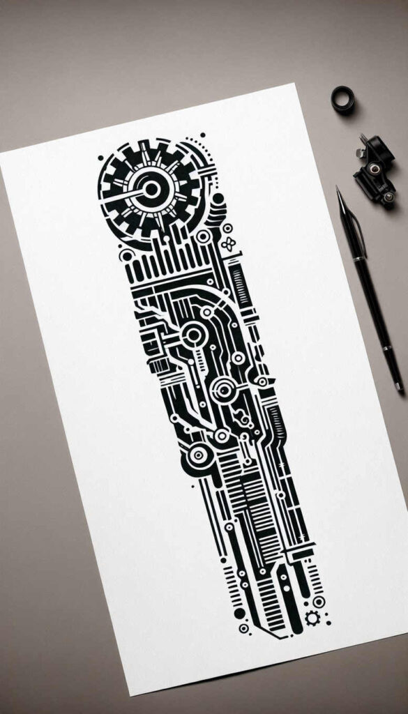biomechanical-power – tattoo design ideas free ai generated – realism-living-skin – for-scapula – Gallery: biomechanics-inkby-ai