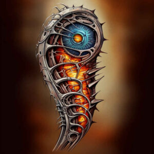 biomechanical-power – tattoo design ideas free ai generated – realism-realistic-wrinkles – for-upper-shoulder – Gallery: biomechanics-inkby-ai