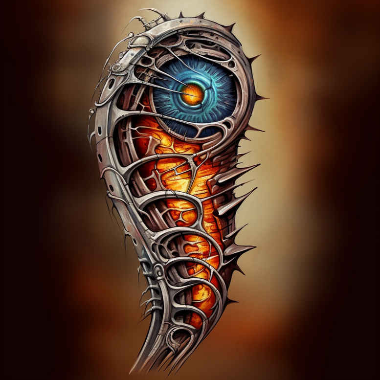 biomechanical-power – tattoo design ideas free ai generated – realism-realistic-wrinkles – for-upper-shoulder – Gallery: biomechanics-inkby-ai