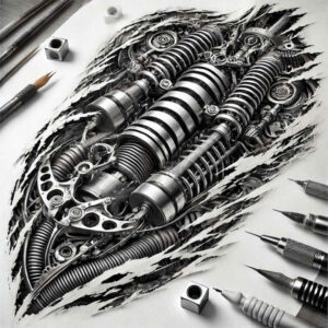 biomechanical-power – tattoo design ideas free ai generated – realism-soft-focus – for-stomach – Gallery: biomechanics-inkby-ai
