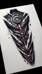 biomechanical-power – tattoo design ideas free ai generated – surrealism-beyond-reality – for-behind-ear – Gallery: biomechanics-inkby-ai