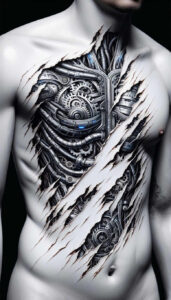 biomechanical-tattoo – tattoo design ideas free ai generated – neotraditional-layered-fill – for-lower-chest – Gallery: biomechanics-inkby-ai