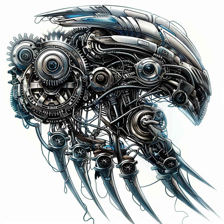 biomechanical-tattoo – tattoo design ideas free ai generated – realism-clean-background – for-biceps – Gallery: biomechanics-inkby-ai
