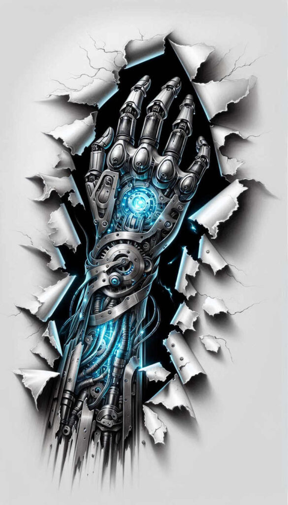 biomechanical-tattoo – tattoo design ideas free ai generated – surrealism-whimsical – for-knee – Gallery: biomechanics-inkby-ai