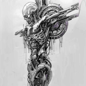 complex-mechanics-tattoo – tattoo design ideas free ai generated – realism-depth-perception – for-back-of-neck – Gallery: biomechanics-inkby-ai