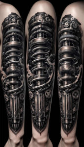 complex-mechanics-tattoo – tattoo design ideas free ai generated – surrealism-translucent-layers – for-back-shoulder – Gallery: biomechanics-inkby-ai