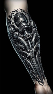 cybernetic-design – tattoo design ideas free ai generated – neotraditional-dynamic-composition – for-stomach – Gallery: biomechanics-inkby-ai