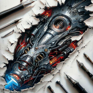cybernetic-design – tattoo design ideas free ai generated – neotraditional-ornamental – for-side – Gallery: biomechanics-inkby-ai