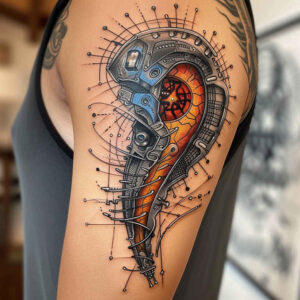 cybernetic-design – tattoo design ideas free ai generated – neotraditional-vibrant-palette – for-wrist-side – Gallery: biomechanics-inkby-ai