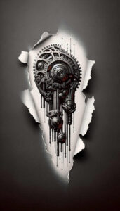 cybernetic-design – tattoo design ideas free ai generated – realism-depth-illusion – for-collarbone – Gallery: biomechanics-inkby-ai