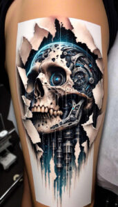 cybernetic-design – tattoo design ideas free ai generated – realism-hyper-detail – for-lower-chest – Gallery: biomechanics-inkby-ai
