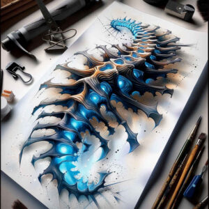 cybernetic-design – tattoo design ideas free ai generated – realism-illustrative-style – for-back-of-neck – Gallery: biomechanics-inkby-ai