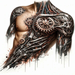 cybernetic-design – tattoo design ideas free ai generated – surrealism-phantasmagoria – for-back – Gallery: biomechanics-inkby-ai