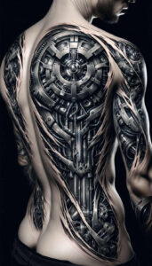 cybernetic-design – tattoo design ideas free ai generated – surrealism-unreal-light – for-lower-arm – Gallery: biomechanics-inkby-ai
