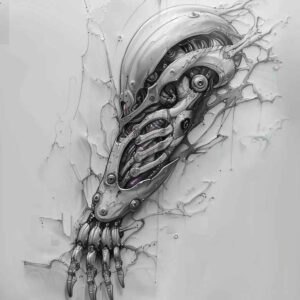 cybernetic-design – tattoo design ideas free ai generated – surrealism-visual-paradox – for-temple – Gallery: biomechanics-inkby-ai