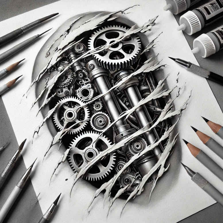 cybernetic-flow-tattoo – tattoo design ideas free ai generated – realism-tonal-depth – for-hand – Gallery: biomechanics-inkby-ai