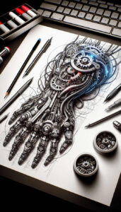 cybernetic-pattern – tattoo design ideas free ai generated – realism-color-precision – for-abdomen – Gallery: biomechanics-inkby-ai