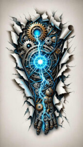 cybernetic-pattern – tattoo design ideas free ai generated – realism-micro-realism – for-hand – Gallery: biomechanics-inkby-ai