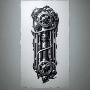 cybernetic-pattern – tattoo design ideas free ai generated – realism-moist-gloss – for-hip – Gallery: biomechanics-inkby-ai