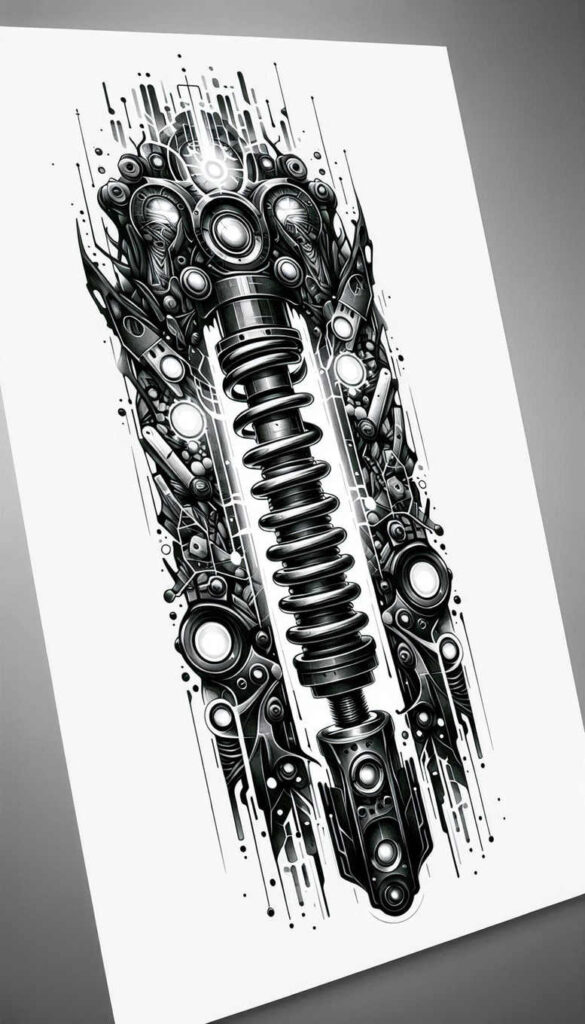 cybernetic-tattoo – tattoo design ideas free ai generated – neotraditional-bold-highlights – for-elbow – Gallery: biomechanics-inkby-ai