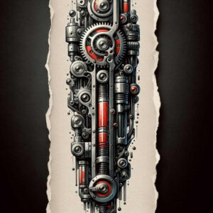 cybernetic-tattoo – tattoo design ideas free ai generated – neotraditional-clean-lines – for-thigh – Gallery: biomechanics-inkby-ai