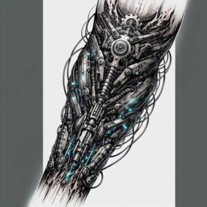 cybernetic-tattoo – tattoo design ideas free ai generated – neotraditional-expressive-lines – for-inner-arm – Gallery: biomechanics-inkby-ai
