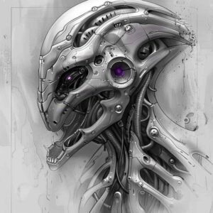 cybernetic-tattoo – tattoo design ideas free ai generated – neotraditional-smooth-gradients – for-shoulder-blade – Gallery: biomechanics-inkby-ai