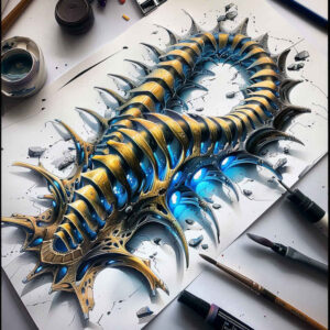 cybernetic-tattoo – tattoo design ideas free ai generated – realism-clean-whites – for-lower-leg – Gallery: biomechanics-inkby-ai