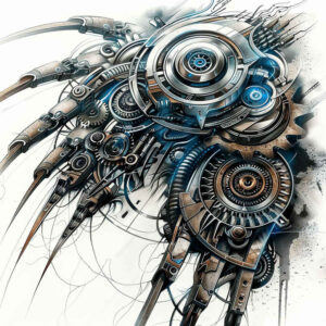 cybernetic-tattoo – tattoo design ideas free ai generated – surrealism-shadow-play – for-ankle – Gallery: biomechanics-inkby-ai