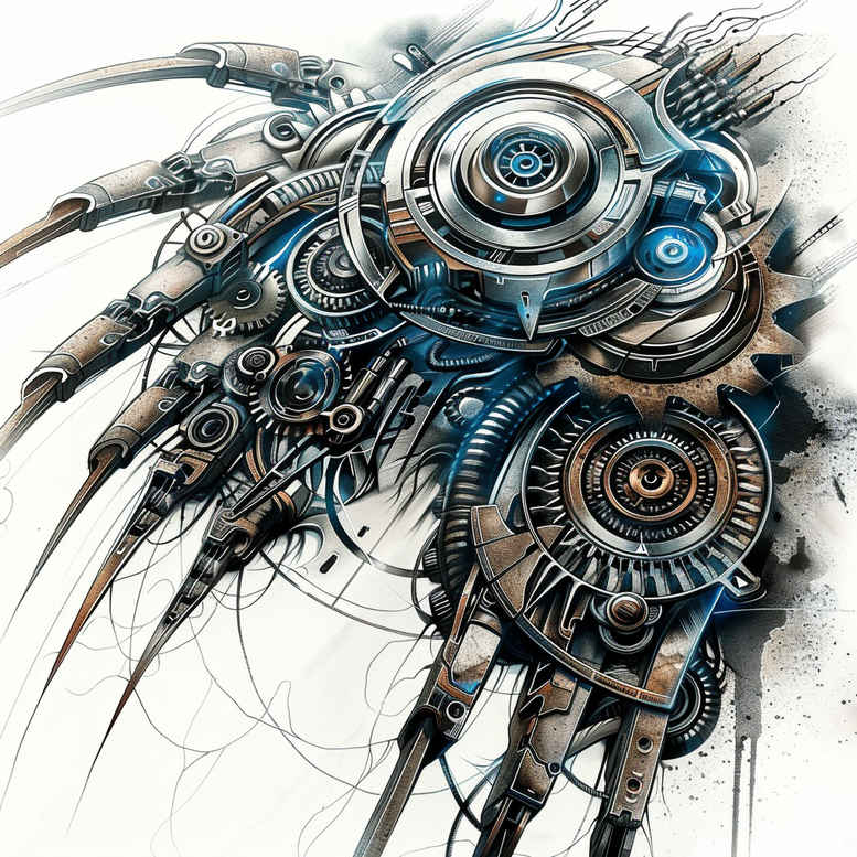 cybernetic-tattoo – tattoo design ideas free ai generated – surrealism-shadow-play – for-ankle – Gallery: biomechanics-inkby-ai