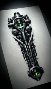 digital-biomech – tattoo design ideas free ai generated – realism-real-shadows – for-biceps – Gallery: biomechanics-inkby-ai