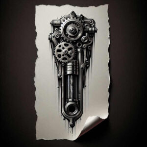 digital-biomech – tattoo design ideas free ai generated – realism-textured-light – for-lower-chest – Gallery: biomechanics-inkby-ai