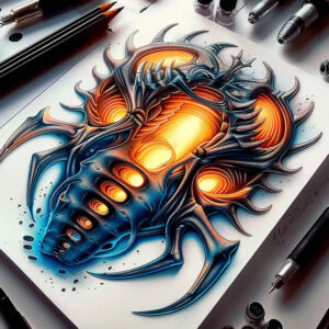digital-precision-tattoo – tattoo design ideas free ai generated – neotraditional-classic-motifs – for-shoulder-blade – Gallery: biomechanics-inkby-ai