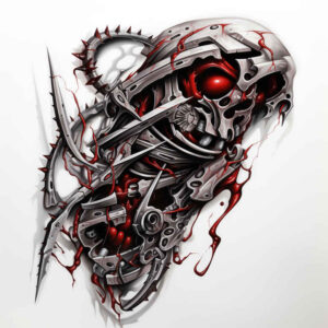 digital-precision-tattoo – tattoo design ideas free ai generated – neotraditional-sharp-edges – for-biceps – Gallery: biomechanics-inkby-ai