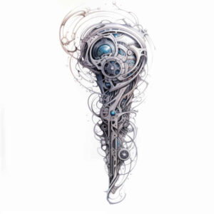 digital-precision-tattoo – tattoo design ideas free ai generated – surrealism-hallucinogenic – for-upper-arm – Gallery: biomechanics-inkby-ai