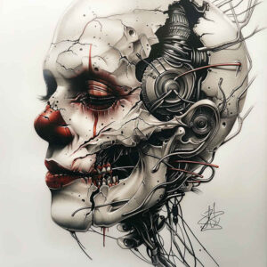 digital-symbiosis-tattoo – tattoo design ideas free ai generated – realism-precise-anatomy – for-full-back – Gallery: biomechanics-inkby-ai
