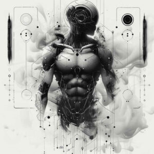 digital-symbiosis-tattoo – tattoo design ideas free ai generated – realism-soft-contrast – for-spine – Gallery: biomechanics-inkby-ai