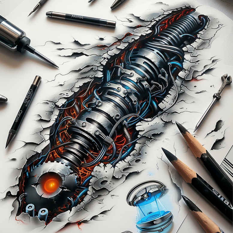 dynamic-tattoo – tattoo design ideas free ai generated – realism-organic-structure – for-back-shoulder – Gallery: biomechanics-inkby-ai