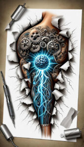 dynamic-tattoo – tattoo design ideas free ai generated – surrealism-beyond-reality – for-upper-back – Gallery: biomechanics-inkby-ai