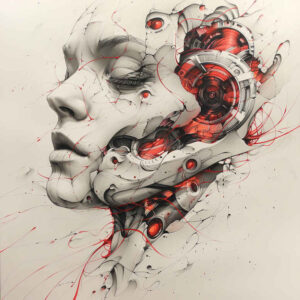 dynamic-tattoo – tattoo design ideas free ai generated – surrealism-displaced-objects – for-thigh – Gallery: biomechanics-inkby-ai