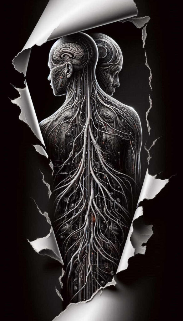 dynamic-tattoo – tattoo design ideas free ai generated – surrealism-hallucinatory – for-upper-chest – Gallery: biomechanics-inkby-ai