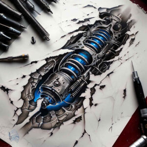dynamic-tattoo – tattoo design ideas free ai generated – surrealism-shadow-play – for-outer-arm – Gallery: biomechanics-inkby-ai