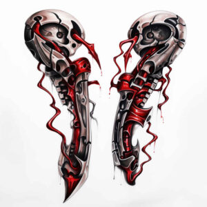 electric-circuit-tattoo – tattoo design ideas free ai generated – neotraditional-refined-lines – for-forearm – Gallery: biomechanics-inkby-ai