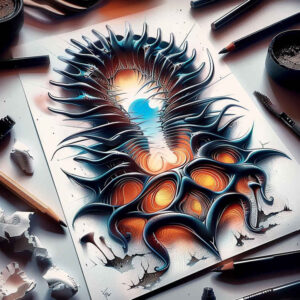 electric-circuit-tattoo – tattoo design ideas free ai generated – neotraditional-subtle-tone – for-arm – Gallery: biomechanics-inkby-ai