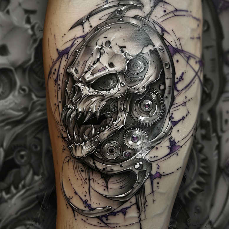 electric-circuit-tattoo – tattoo design ideas free ai generated – neotraditional-textural-detail – for-ribs – Gallery: biomechanics-inkby-ai