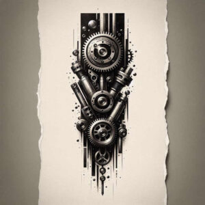 electric-circuit-tattoo – tattoo design ideas free ai generated – neotraditional-vivid-hues – for-lower-arm – Gallery: biomechanics-inkby-ai