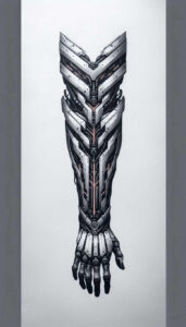 electric-circuit-tattoo – tattoo design ideas free ai generated – realism-dynamic-shadows – for-temple – Gallery: biomechanics-inkby-ai