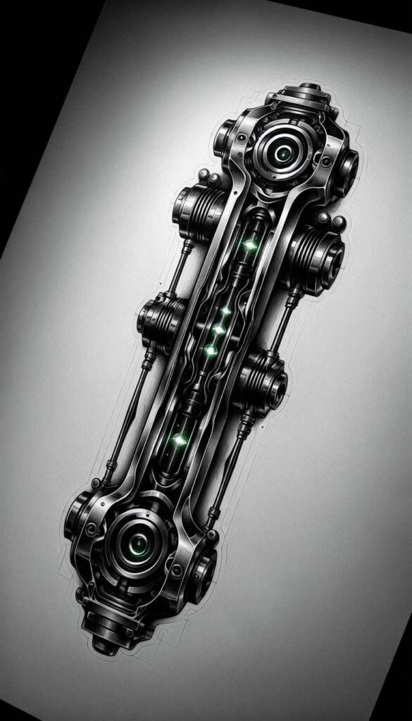 electric-circuit-tattoo – tattoo design ideas free ai generated – realism-ink-realism – for-behind-ear – Gallery: biomechanics-inkby-ai